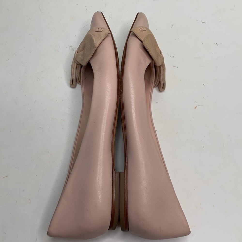 Tory Burch Rosalind Pale Pink Leather Ballet Flat with Bows S-168 Sz 7 - Picture 9 of 12